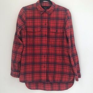 Madewell Red and Blue Plaid Flannel Shirt